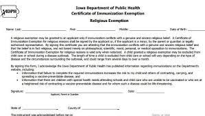 For religious accommodations, the employee should be asked to provide an explanation of his or her sincerely held religious beliefs and, if necessary, appropriate documentation from his or her religious leader regarding the religious belief that conflicts with the employer's vaccination requirement. Vaccination Conscientious Belief Exemption Bill Stalls In Iowa Senate