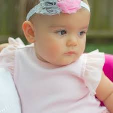 Babies Pink and Grey Head Band Hair Bow Shabby Chic Rose Vintage Birthdays  Photo Props Parties