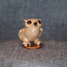 Hagen Renaker Barn Owl Mama Figurine. Miniature Gray Ceramic Cartoon Bird  Collectible. Fairy Garden, Doll Diorama Accessory Collectible Gift