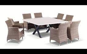 This 5pc 36 square composite top dining table and stacking armchairs are perfect for a small space patio or veranda. Stunning 8 Seater Square Solid Stone Top Dining Table Half Round Wicker Chairs Setting Quality Farmhouse Dining Chairs Round Dining Table Round Wicker Chair