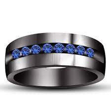925 Sterling Silver Black Gp Blue Sapphire Wedding Men S Band Ring Suitable Sz Mens Band Rings Mens Silver Wedding Bands Rings Mens Wedding Bands