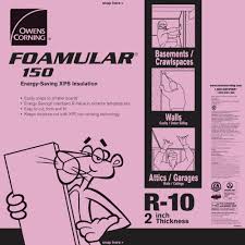 Homeowners prefer owens corning pink fiberglass insulation 7 to 1 because it maintains insulating power over time. Owens Corning Foamular 150 2 In X 4 Ft X 8 Ft R 10 Scored Squared Edge Rigid Foam Board Insulation Sheathing 45w The Home Depot