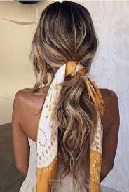 Accessoires Hair Accessoires Blonde Hair Long Hair Beige Dress Yellow Scarf Scarf In Hair Earrings Scarf Hairstyles Hair Styles Long Hair Styles