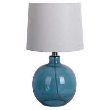 See more ideas about bed bath and beyond, bedding shop, organized bed. Kaya Glass Table Lamp In Blue With Linen Cone Shade Bed Bath Beyond