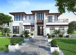 Plan 86033bw Spacious Upscale Contemporary With Multiple Second Floor Balconies Contemporary House Plans Modern House Plans Prairie Style Houses
