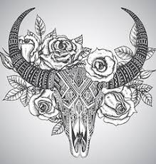 Dia de muertos, day of the dead. Bull Skull Tattoo Vector Images Over 980