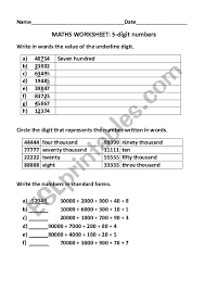 5 Digit Numbers Esl Worksheet By Ngannt93