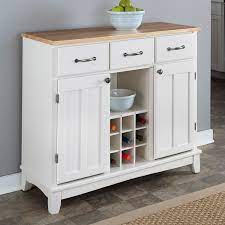 Maybe you would like to learn more about one of these? Natural Wood Top Kitchen Island Sideboard Cabinet Wine Rack In White Fastfurnishings Com