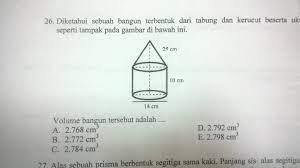 Rumus volume bangun ruang kubus. Diketahui Sebuah Bangun Berbentuk Dari Tabung Dan Kerucut Beserta Ukuran Nya Volume Bangun Brainly Co Id