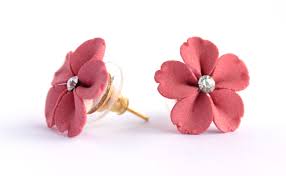 Sakura Earrings Cherry Blossom Pink Ceramic Jewelry Bridal Stud Earring Romantic Flower Earring Pink White Earring Porcelain Floral Earring Bridal Earrings Studs Ceramic Jewelry White Earrings