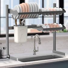 dish rack over sink, 2 tier carbon