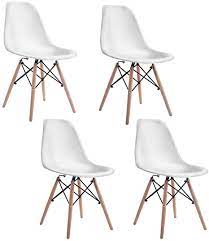 Reproduction de la charles eames dd dsw abs blanc eames dsw socle en bois. Amazon Com Set Of 4 Mid Century Modern Dsw Dining Side Chair Wood Legs White Chairs