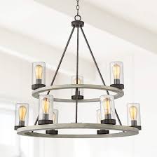 Lillian 34 Wide Gray Wood And Bronze 9 Light Chandelier 66g47 Lamps Plus Chandelier Lighting Modern Light Fixtures Chandelier