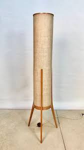 German Walnut Tripod Floor Lamp With Cylindrical Shade 1950s For Sale At Pamono Deep purple walls and a new wooden floor.