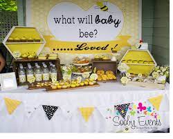 Most moms and dads choose yellow in the event that they are still unaware of the gender of their baby. Bees Baby Shower Party Ideas Photo 1 Of 11 Bumble Bee Baby Shower Bee Baby Shower Decoration Bee Baby Shower