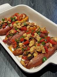 Patates Douces Farcies A La Dinde Aux Poivrons Audrey Cuisine Recette Audrey Cuisine Patates Douces Farcies Cuisine