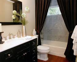 Elegant Bathroom Design With Black Vanity And Black Shower Curtains Apploed Granite Tile Sh Bathroom Shower Curtains Stylish Shower Curtain Bathroom Makeover