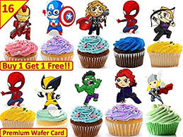 Marvel cake her son couldn't make up his mind on what superhero he wanted so we did a cake with all of them. 32 Baby Avengers Marvel Heroes Cup Cake Wafer Stuck Vorgestanzt Geburtstag Party Essbar Stand Up Amazon De Kuche Haushalt