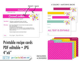 Printable Recipe Cards 4x6 Recipe Cards Recipe By Betsyprintables Recipe Cards Template Printable Recipe Cards Photo Card Template