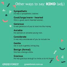 Synonyms To The Word Kind Other Ways To Say Kind Sinonimy K Anglijskomu Slovu Kind English Phrases English Language Learning English Vocabulary