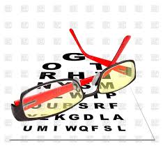 Snellen Chart And Spectacles Eyesight Examination Table Stock Vector Image