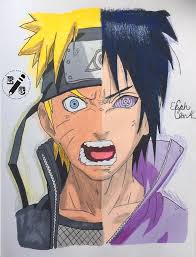 Now draw the real cheeks. Naruto V Sasuke Drawing By Elijah Clark