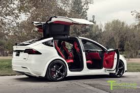 Custom Pearl White Tesla Model X With Mx5 22 Inch Forged Wheels In Gloss Black And Bentley Red Interior By T Sportline Tesla Model X Tesla Model Tesla Suv