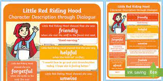 She is outfitted in a red velvet cape, made for. Ks1 Character Description Through Dialogue Poster Little Red Riding Hood