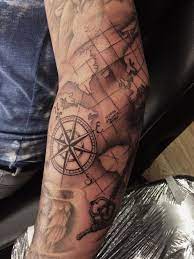Compass, quill & telescope world map. Portfolio Sleeve Tattoos Tattoos Tattoo Sleeve Designs