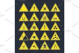 Road Warning Signs Set Triangular In 2020 Road Warning Signs Triangular Warning Signs