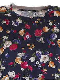 This sweater is hand knit with a special roses pattern. Lauren Ralph Lauren Floral Print Sweater In Blue Crew Necks 200831575001