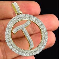 Available from letters a to z. 10k Yellow Gold Finish Initial Letter Alphabet T Pendant Big Xl Diamonds Charm Aonebianco Pendant Letter Pendants Silver Initials Pendant