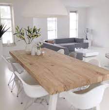 1 table, 8 chairs, wood/solid wood in black, 30h x 42w x 78d wayfair $ 1289.99 Natural Dining Room Ideas Living Room Scandinavian Dining Table Design Light Wood Dining Table