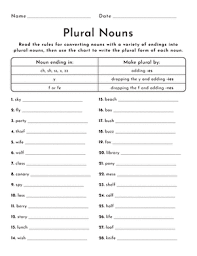 plural nouns worksheet education com