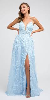 Quality mermaid wedding dresses with free worldwide shipping on aliexpress. Juliet 216 Ice Blue Lace Flower Appliqued Long Prom Dress With Slit Discountdressshop