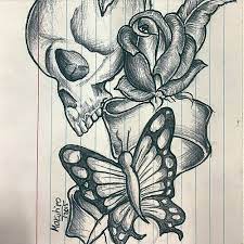 Skull Rose Butterfly Tat Skull Rose Tattoo Butterfly Butterfly Drawing Butterfly Tattoo Cover Up Butterfly Tattoo On Shoulder