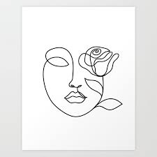 Download high quality beauty clip art from our collection of 65,000,000 clip art graphics. Beauty Woman Face With Rose Abstract Minimal Fine Art One Line Drawing Art Print By Livdeco Society6