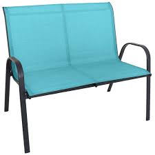 Shop all patio & garden. Outdoor Steel Sling Settee Turquoise Outdoor Patio Chaise Lounge Diy Bench Outdoor Screened Porch Designs
