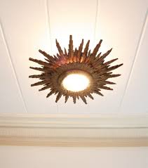 Shop flush mounts at chairish, the design lover's marketplace for the best vintage and used furniture, decor and art. Large Baroque Giltwood Sunburst Ceiling Light Fixture With Frosted Glass 1940s At 1stdibs