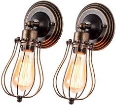 Pair of gino sarfatti model #10 sconces in red for arteluce. Amazon Com Vintage Wall Sconces Set Of Two Industrial Wire Cage Light Gladfresit Vintage Metal Barn Wall Lamp Indoor Farmhouse Lights Fixture Adjustable Lighting Bulb Not Included Oil Rubbed Bronze Home Improvement