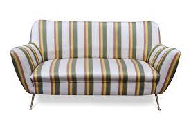 Il divanetto 2 posti si distingue per la particolare struttura in legno di faggio laccato nero che ricorda la forma di un bambù. Divano Anni 50 Gio Ponti Mid Century Modern Sofa Italian Vintage Sofa