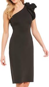 Eliza J One Shoulder Ruffle Sleeve Sheath Gown Ruffle Shoulder Eliza Sheath Gown Ruffle Sleeve Sheath Dress