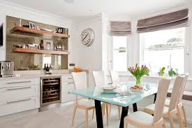 Absolutely loved making this multi piece table top with the old horse. Dining Area With Wine Cooler And Floating Shelves Transitional Dining Room London By Mike Taylor Bespoke Kitchens Houzz