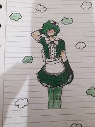 For deku a big part of my styling involved coloring the roots and… I Drew Deku In A Maid Dress Hope You Like It Fandom