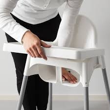 antilop كرسي مرتفع مع صينية أبيض لون فضي ikea