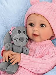 So Truly Real Arianna, My Snuggle Pup Vinyl Baby Doll And Plush Dog Set By  Artist Sherry Rawn Featuring A Classic Cable Knit Sleeper & Magnetic Pacier