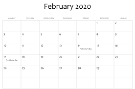 February 2020 Holidays Calendar Printable In 2020 Holiday Calendar Printable Holiday Calendar Calendar Printables