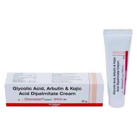 Demelan Cream 20 gm | Glycolic Acid, Kojic Acid, Arbutin & Dipalmitate | For Treatment Of Hyperpigmentation