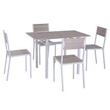 Homcom 5 Piece Drop Leaf Counter Height Dining Table And Chairs Set Light Grey White B Drop Leaf Dining Table Dining Table Chairs Counter Height Dining Table
