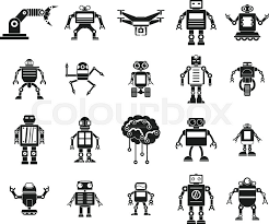 Cute chat robot cartoon vector icon illustration. Robot Icon Set Simple Set Of Robot Stock Vector Colourbox